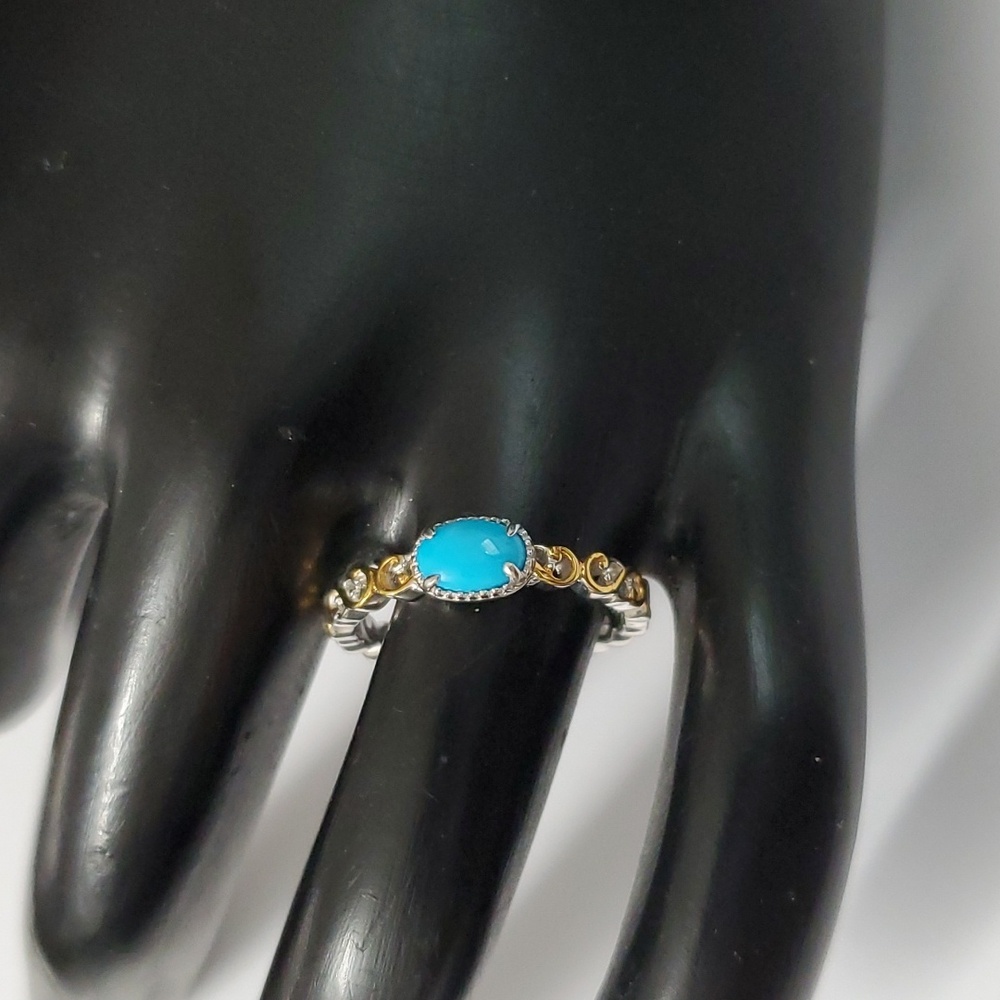 Sterling Silver 925 Turquoise Gold Minimalist Ring